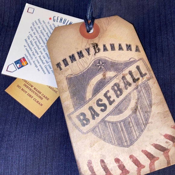 NWT New York Mets Shirt Medium Tommy Bahama Button Down Silk Embroidered‎ Blue - Picture 9 of 10